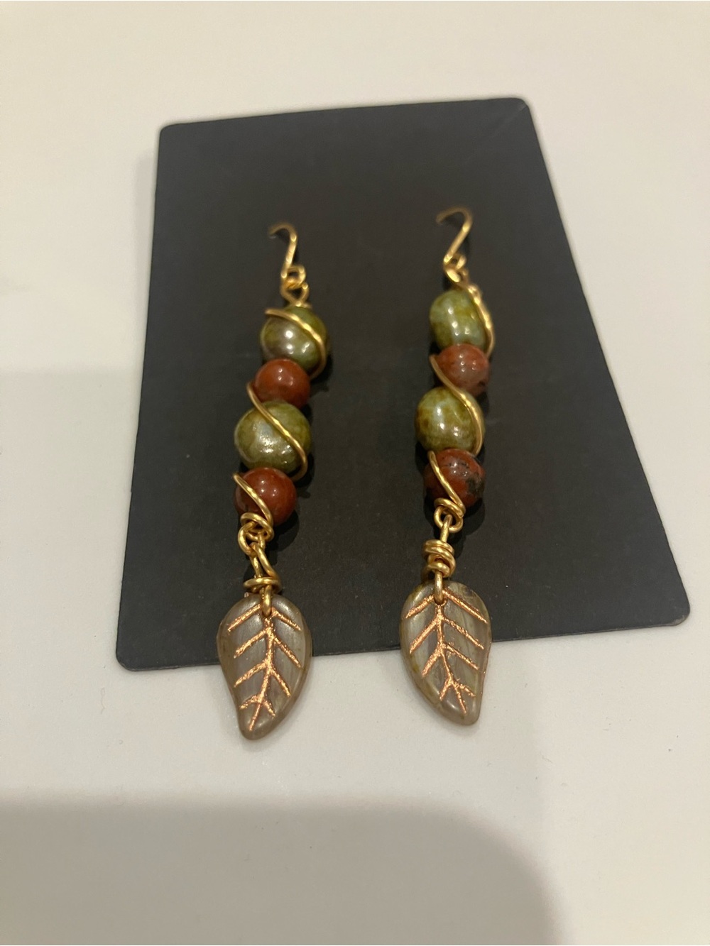 Leaf Dangle Earrings 14k Gold Plated